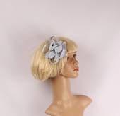  Linen fascinater w beads and feathers  pale blue STYLE: HS/4687/PB
